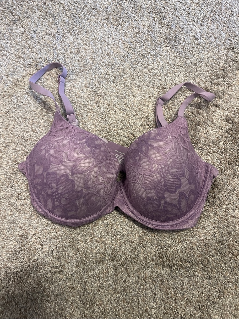 No Boundaries Mauve Floral Lace Underwire Bra